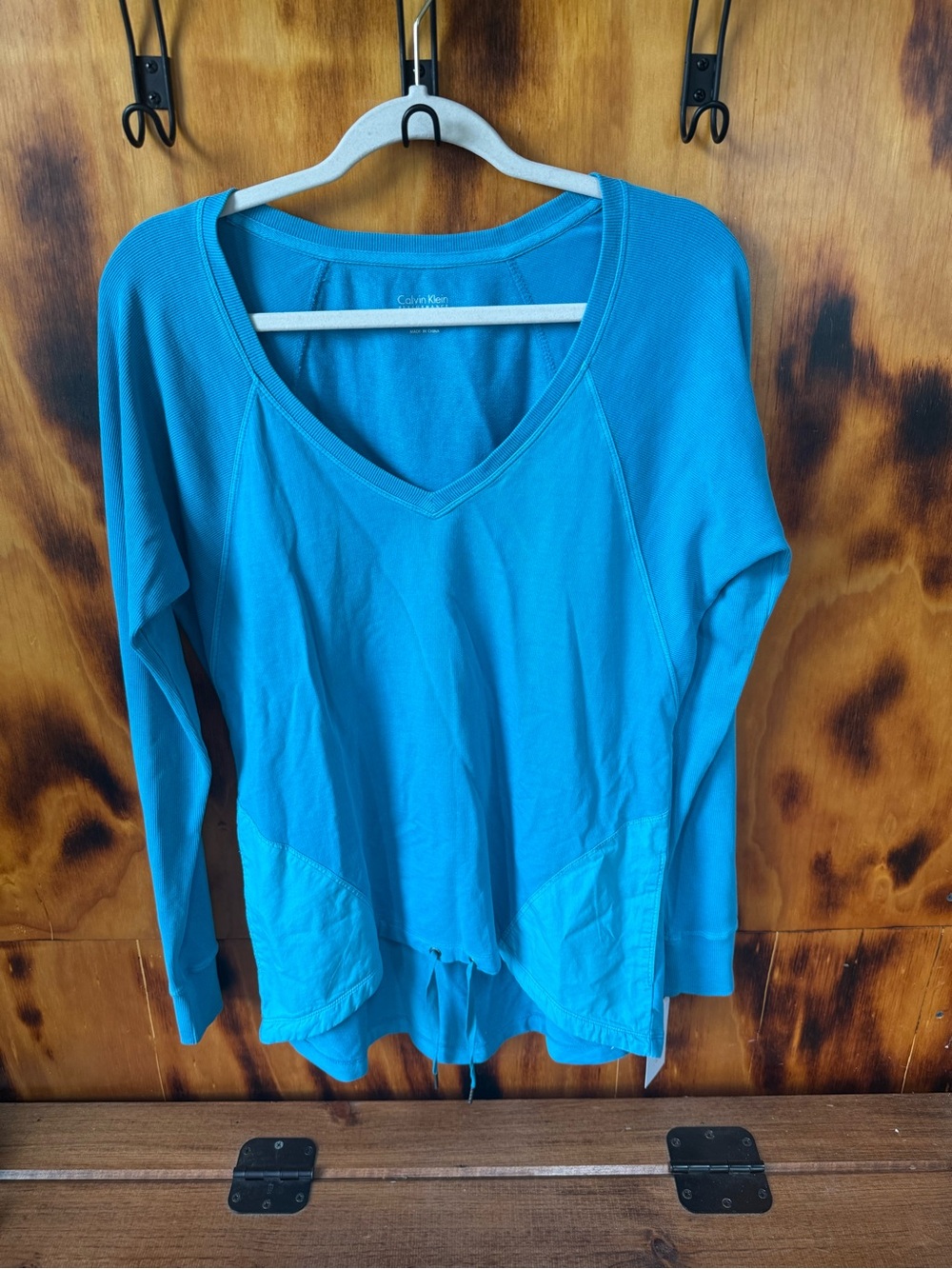 Calvin Klein Bright Turquoise V-Neck Long Sleeve Top